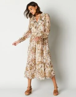 Robe Midi Volantée Imprimée, Voile -Femmes Vêtements Magasin 501644 C01 zoomx vue5