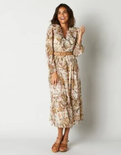 Robe Midi Volantée Imprimée, Voile -Femmes Vêtements Magasin 501644 C01 zoomx vue7