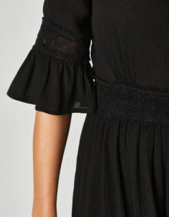 Robe Courte Macramé Unie, Crépon -Femmes Vêtements Magasin 501646 C01 zoomx vue5