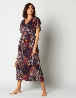 Robe Volantée Cache-coeur Imprimée, Crépon -Femmes Vêtements Magasin 501647 C01 zoomx vue5