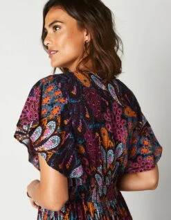 Robe Volantée Cache-coeur Imprimée, Crépon -Femmes Vêtements Magasin 501647 C01 zoomx vue6