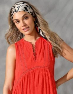 Robe Sans Manches Unie Découpes En Macramé -Femmes Vêtements Magasin 501649 C02 zoomx vue3