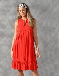 Robe Sans Manches Unie Découpes En Macramé -Femmes Vêtements Magasin 501649 C02 zoomx vue5