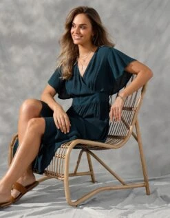 Robe Volantée, Crépon Léger -Femmes Vêtements Magasin 501651 C01 zoomx vue4