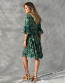 Robe Courte Crépon Imprimé Et Macramé -Femmes Vêtements Magasin 501652 C01 zoomx vue2