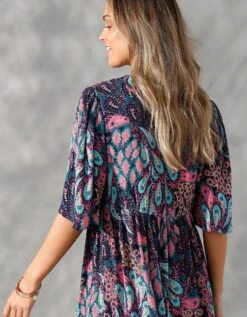 Robe Courte Manches "papillon" Imprimée Cachemire -Femmes Vêtements Magasin 501654 C01 zoomx vue6