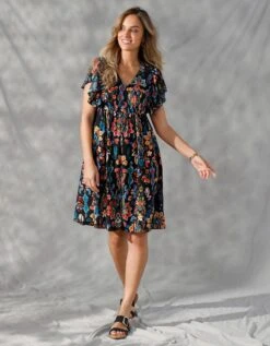 Robe Courte Manches "papillon", Imprimé Multicolore -Femmes Vêtements Magasin 501655 C00 zoomx vue5