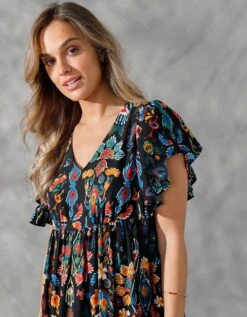 Robe Courte Manches "papillon", Imprimé Multicolore -Femmes Vêtements Magasin 501655 C00 zoomx vue6