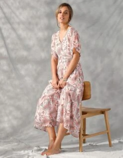 Robe Longue Voile Imprimé -Femmes Vêtements Magasin 501656 C01 zoomx vue3