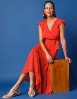 Robe Longue Sans Manches à Grand Volant -Femmes Vêtements Magasin 501657 C00 zoomx vue3