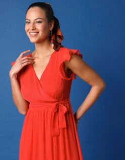 Robe Longue Sans Manches à Grand Volant -Femmes Vêtements Magasin 501657 C00 zoomx vue4