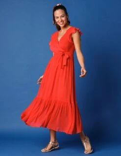 Robe Longue Sans Manches à Grand Volant -Femmes Vêtements Magasin 501657 C00 zoomx vue5