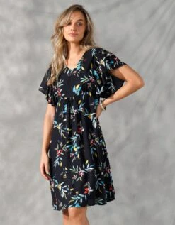 Robe Courte Manches "papillon", Imprimé Floral -Femmes Vêtements Magasin 501659 C01 zoomx vue5