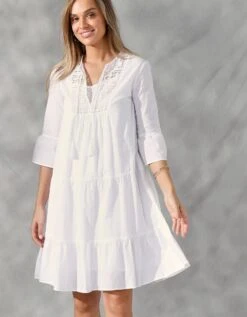 Robe Courte Voile De Coton, Macramé Ajouré -Femmes Vêtements Magasin 501664 C01 zoomx vue6