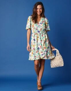 Robe Portefeuille Imprimée Manches Courtes -Femmes Vêtements Magasin 501676 C01 zoomx vue5