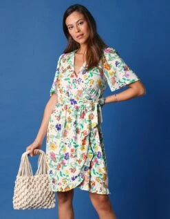 Robe Portefeuille Imprimée Manches Courtes -Femmes Vêtements Magasin 501676 C01 zoomx vue6