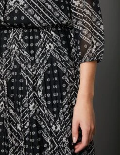 Robe Longue Plissée Imprimé Fantaisie, Manches 3/4 -Femmes Vêtements Magasin 501696 C01 zoomx vue7