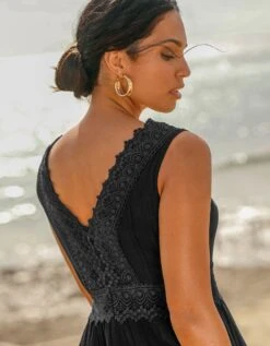 Robe Longue Volantée Macramé -Femmes Vêtements Magasin 501717 C01 zoomx vue3