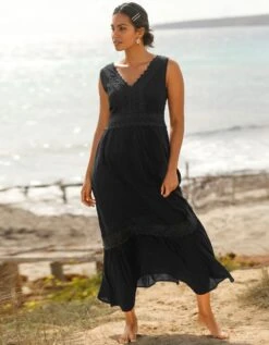 Robe Longue Volantée Macramé -Femmes Vêtements Magasin 501717 C01 zoomx vue5