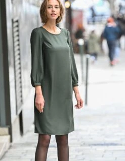 Robe Droite Manches 7/8ème Unie -Femmes Vêtements Magasin 501719 C00 zoomx vue4