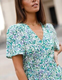 Robe Fluide Boutonnée Imprimée -Femmes Vêtements Magasin 501727 C01 zoomx vue3