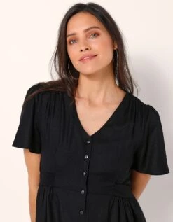 Robe Fluide Boutonnée Unie -Femmes Vêtements Magasin 501735 C00 zoomx vue3