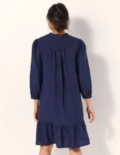 Robe Manches 3/4 Volantée Viscose-lin -Femmes Vêtements Magasin 501756 C00 zoomx vue2