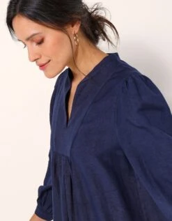 Robe Manches 3/4 Volantée Viscose-lin -Femmes Vêtements Magasin 501756 C00 zoomx vue3