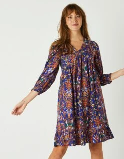 Robe Housse Manches 3/4 Imprimée, Crêpe -Femmes Vêtements Magasin 501762 C01 zoomx vue3