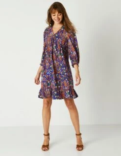 Robe Housse Manches 3/4 Imprimée, Crêpe -Femmes Vêtements Magasin 501762 C01 zoomx vue6