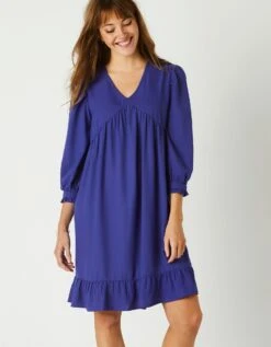 Robe Housse Manches 3/4 Unie, Crêpe