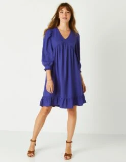 Robe Housse Manches 3/4 Unie, Crêpe -Femmes Vêtements Magasin 501765 C01 zoomx vue3