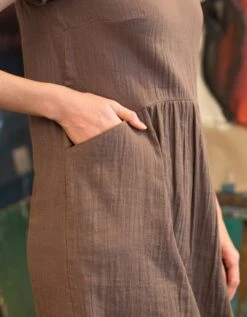 Robe Col V évasée Gaze De Coton -Femmes Vêtements Magasin 501766 C01 zoomx vue3