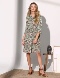 Robe Cache-coeur Imprimée Manches 3/4, Crêpe -Femmes Vêtements Magasin 501768 C02 zoomx vue4