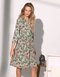 Robe Cache-coeur Imprimée Manches 3/4, Crêpe -Femmes Vêtements Magasin 501768 C02 zoomx vue5