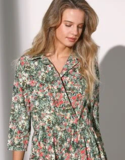 Robe Cache-coeur Imprimée Manches 3/4, Crêpe -Femmes Vêtements Magasin 501768 C02 zoomx vue6