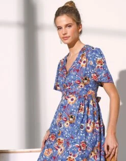 Robe Boutonnée Imprimée Manches Courtes -Femmes Vêtements Magasin 501771 C02 zoomx vue4