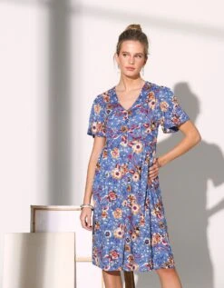 Robe Boutonnée Imprimée Manches Courtes -Femmes Vêtements Magasin 501771 C02 zoomx vue5