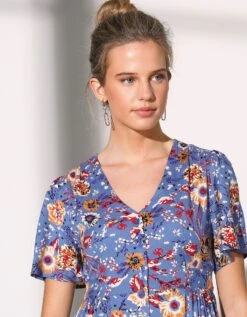 Robe Boutonnée Imprimée Manches Courtes -Femmes Vêtements Magasin 501771 C02 zoomx vue6