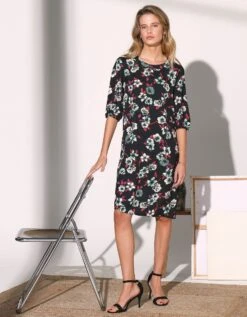 Robe Housse Imprimée Manches Coudes, Crêpe -Femmes Vêtements Magasin 501778 C01 zoomx vue3