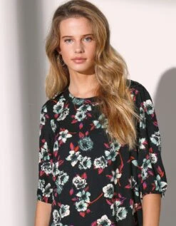 Robe Housse Imprimée Manches Coudes, Crêpe -Femmes Vêtements Magasin 501778 C01 zoomx vue4