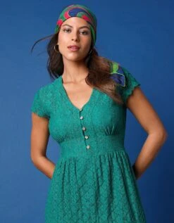 Robe Longue Col V Dentelle Macramé -Femmes Vêtements Magasin 501780 C03 zoomx vue2