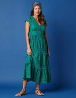 Robe Longue Col V Dentelle Macramé -Femmes Vêtements Magasin 501780 C03 zoomx vue5