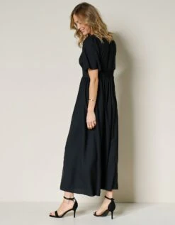 Robe Longue Unie Base Et Manches évasées -Femmes Vêtements Magasin 501787 C00 zoomx vue2