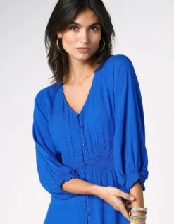 Robe Longue Boutonnée Unie Crépon -Femmes Vêtements Magasin 501794 C01 zoomx vue3