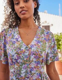 Robe Boutonnée Manches "papillon" Imprimée -Femmes Vêtements Magasin 501798 C01 zoomx vue5