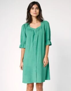 Robe Boutonnée Unie Manches Coude -Femmes Vêtements Magasin 501799 C01 zoomx vue5