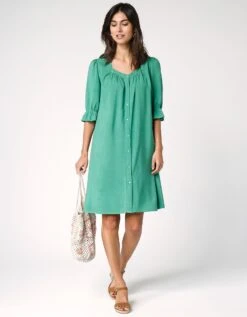 Robe Boutonnée Unie Manches Coude -Femmes Vêtements Magasin 501799 C01 zoomx vue6