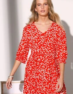 Robe Fluide Boutonné Base évasée Imprimé Fleuri -Femmes Vêtements Magasin 501816 C01 zoomx vue4