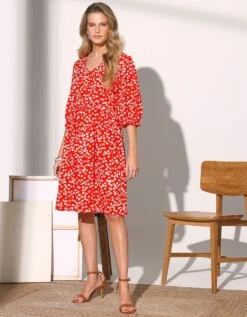 Robe Fluide Boutonné Base évasée Imprimé Fleuri -Femmes Vêtements Magasin 501816 C01 zoomx vue6